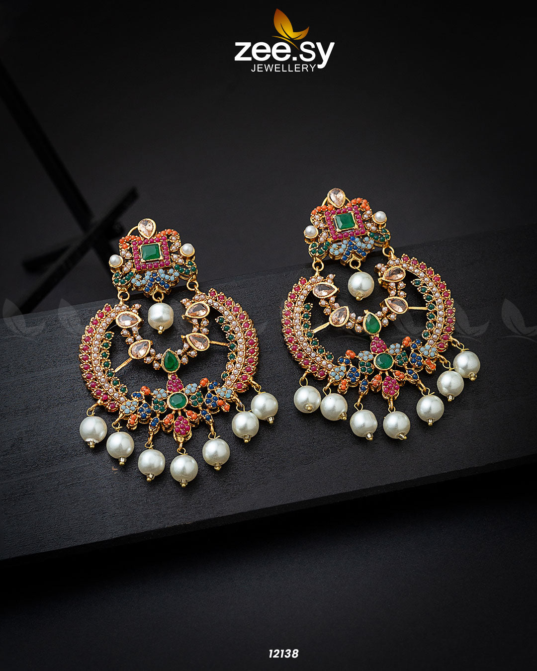 Naurattan Chandbali Earrings - Libasekhas