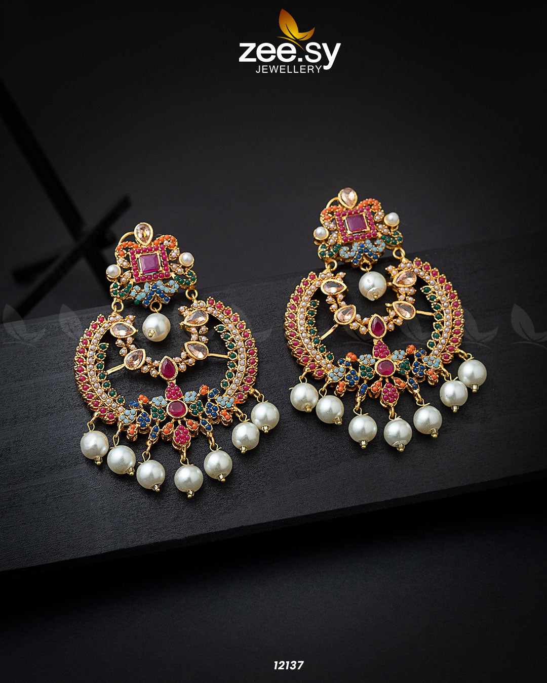 Naurattan Chandbali Earrings - Libasekhas
