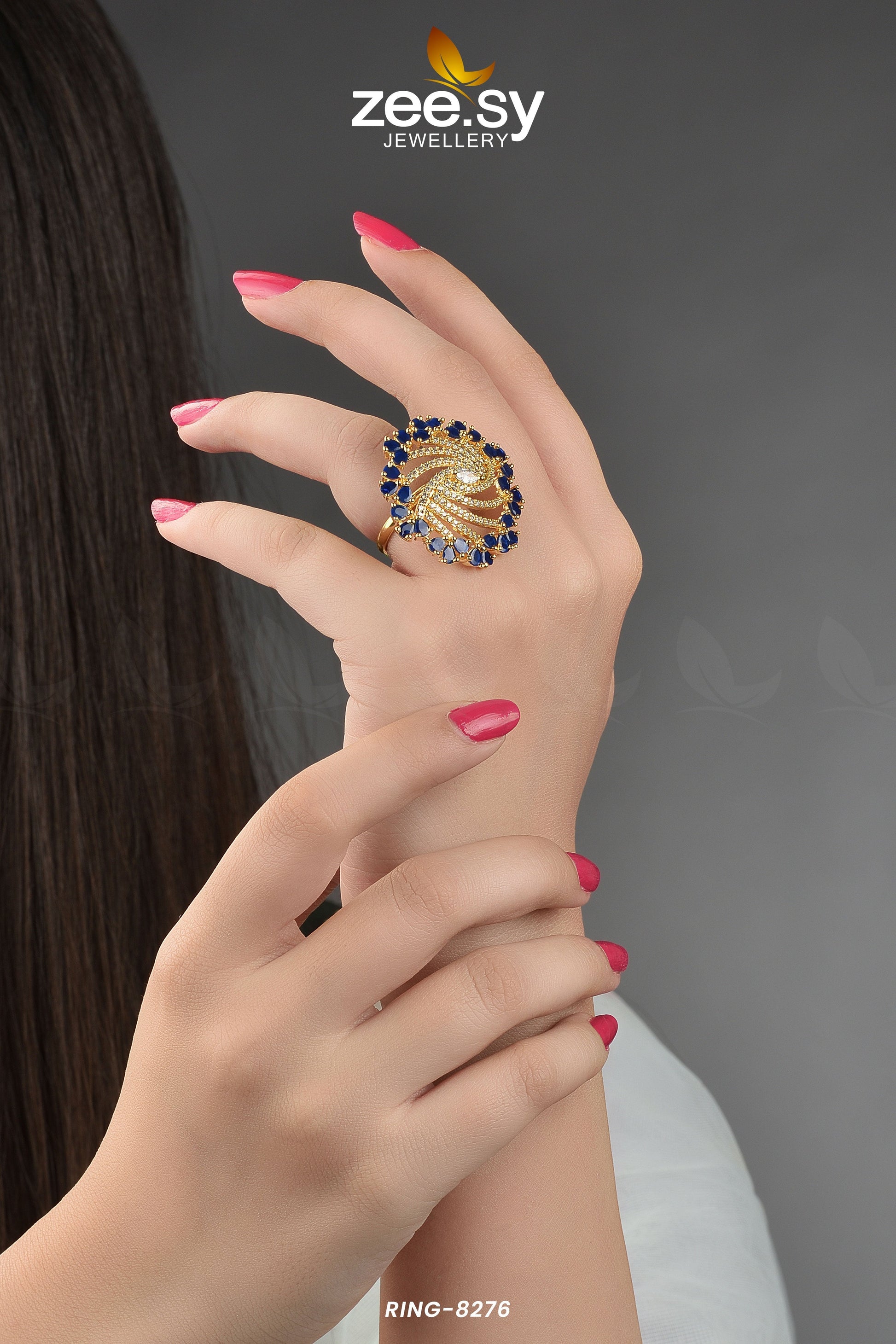 Rhinestone Ring-8276 - Libasekhas