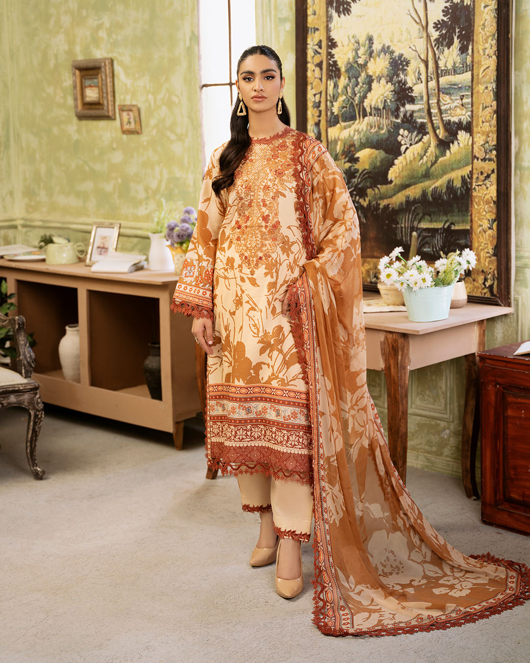 Roheenaz | Flora Printed Lawn | Harmonia - Riwayat-e-Khas