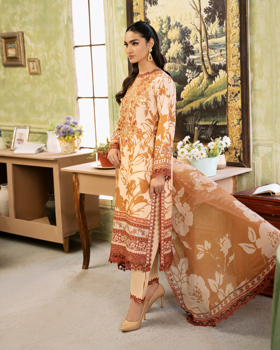 Roheenaz | Flora Printed Lawn | Harmonia - Riwayat-e-Khas