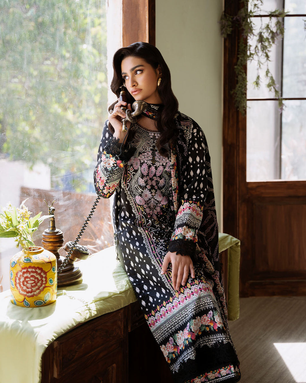 Roheenaz | Flora Printed Lawn | Veridian - Riwayat-e-Khas