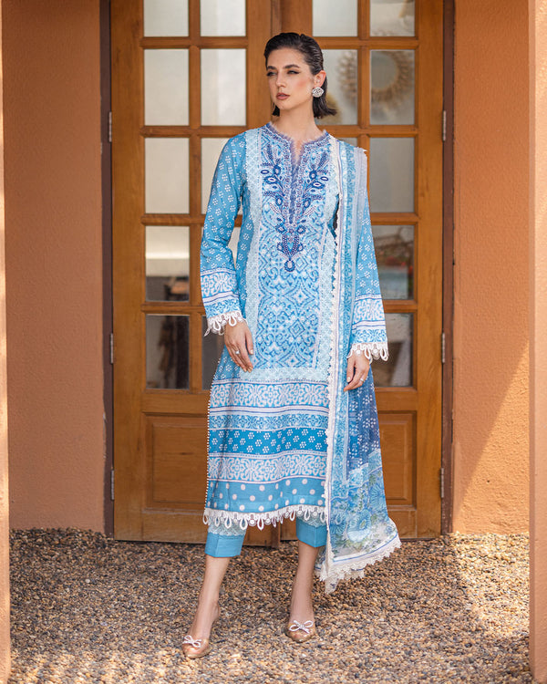 Roheenaz | Azalea Printed Lawn 24 | Starlit Sky - Riwayat-e-Khas