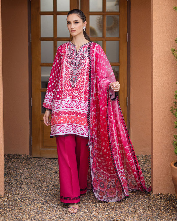 Roheenaz | Azalea Printed Lawn 24 | Coral Cascade - Riwayat-e-Khas