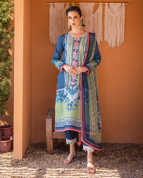 Roheenaz | Azalea Printed Lawn 24 | Mirage Mesh - Riwayat-e-Khas