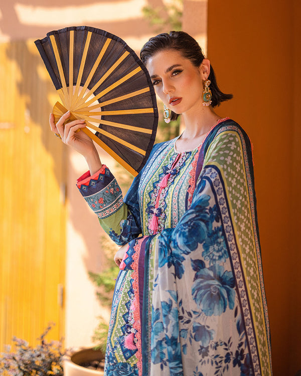 Roheenaz | Azalea Printed Lawn 24 | Mirage Mesh - Riwayat-e-Khas