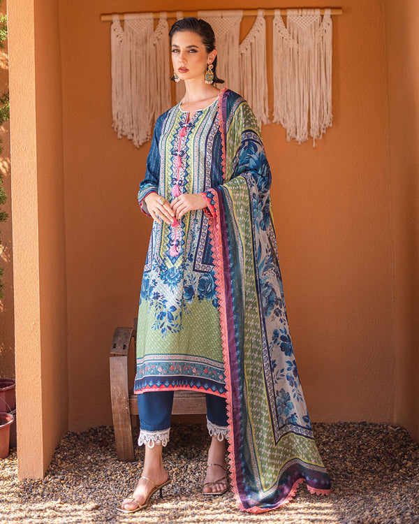 Roheenaz | Azalea Printed Lawn 24 | Mirage Mesh - Riwayat-e-Khas