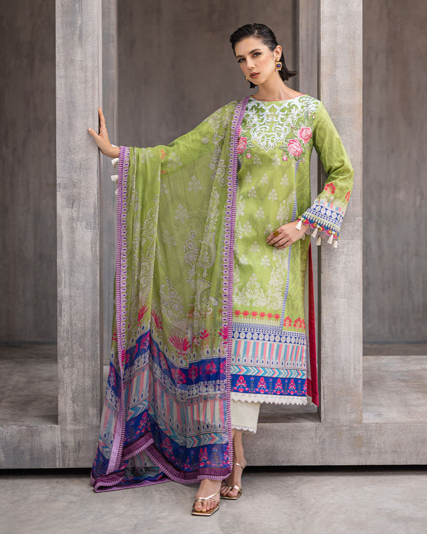 Roheenaz | Azalea Printed Lawn 24 | Serene Seafoam - Riwayat-e-Khas