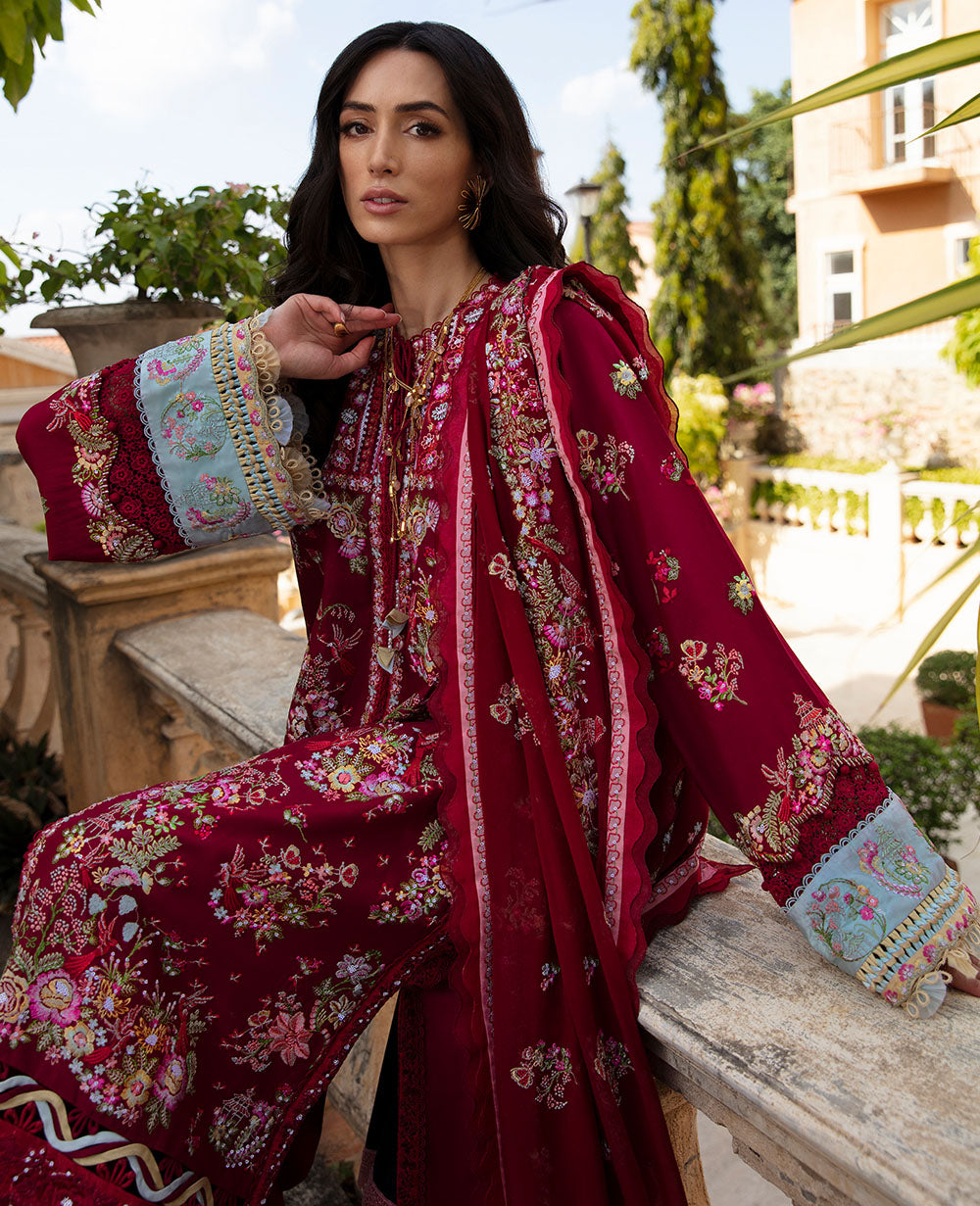 Republic Womenswear | Ilana Eid Luxury Lawn | Rouge - House Of Anaya