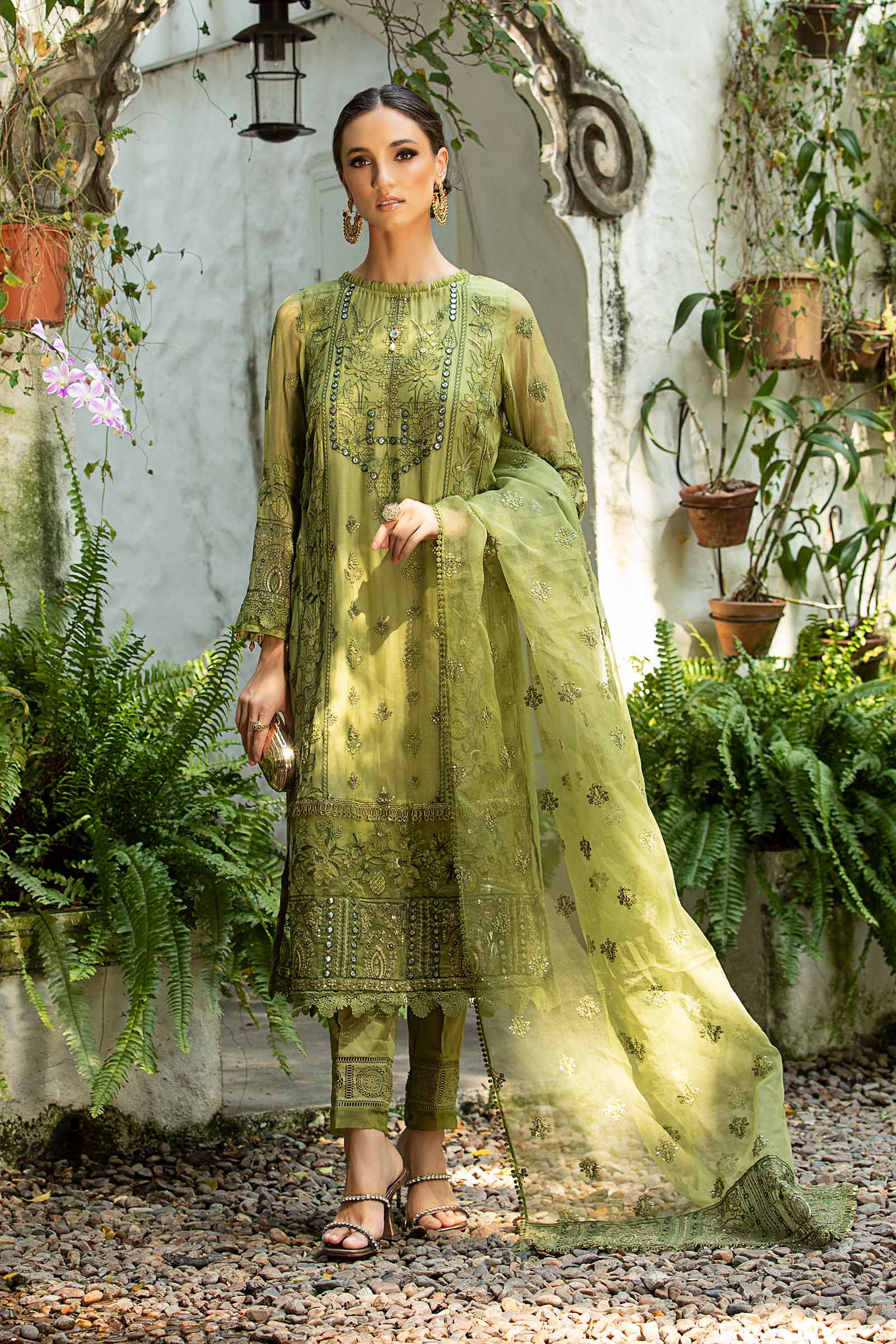 Maria B | Pre Fall Dresses | 3 Piece Embroidered Suit Grape Green