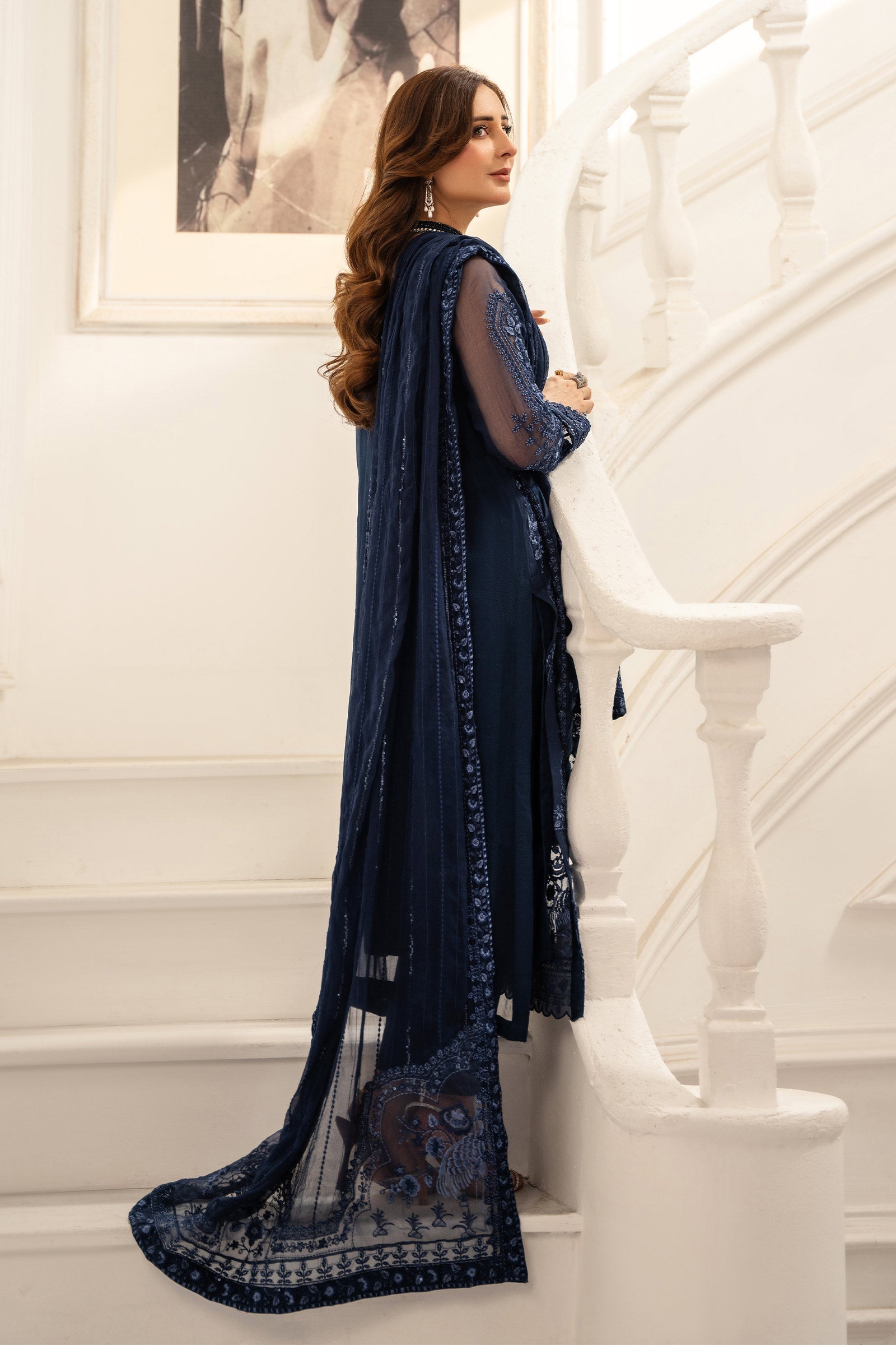 Maria B | Pre Fall Dresses | 3 Piece Embroidered Chiffon Suit RR
