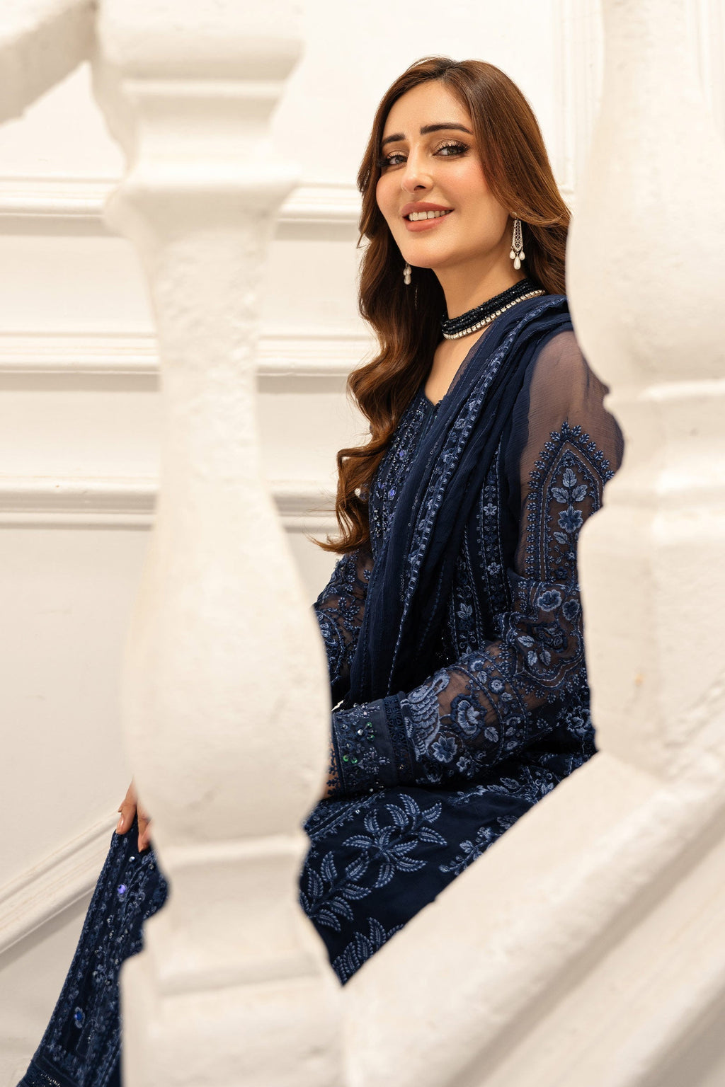 Maria B | Pre Fall Dresses | 3 Piece Embroidered Chiffon Suit RR