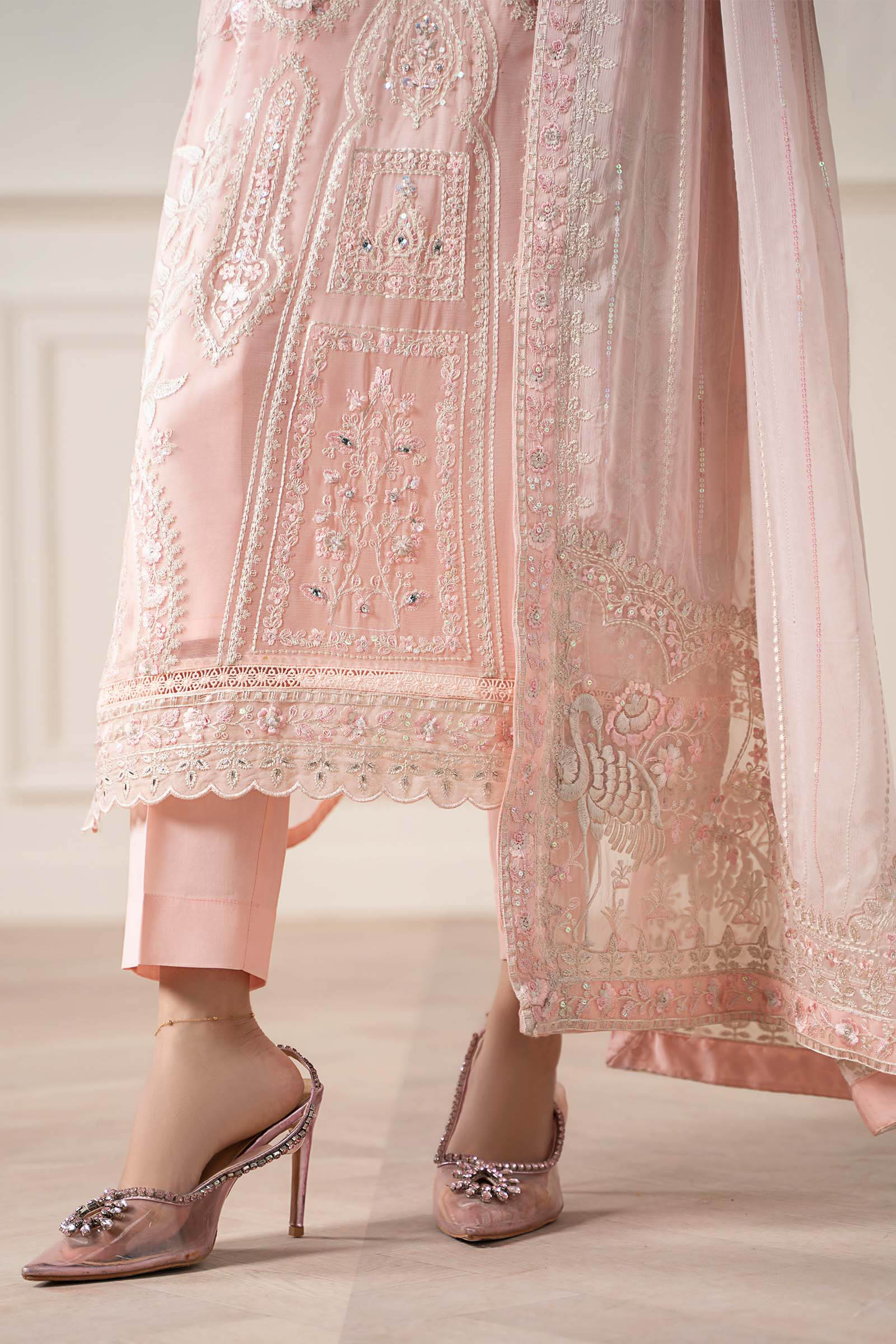 Maria B | Pre Fall Dresses | 3 Piece Embroidered Chiffon Suit OO