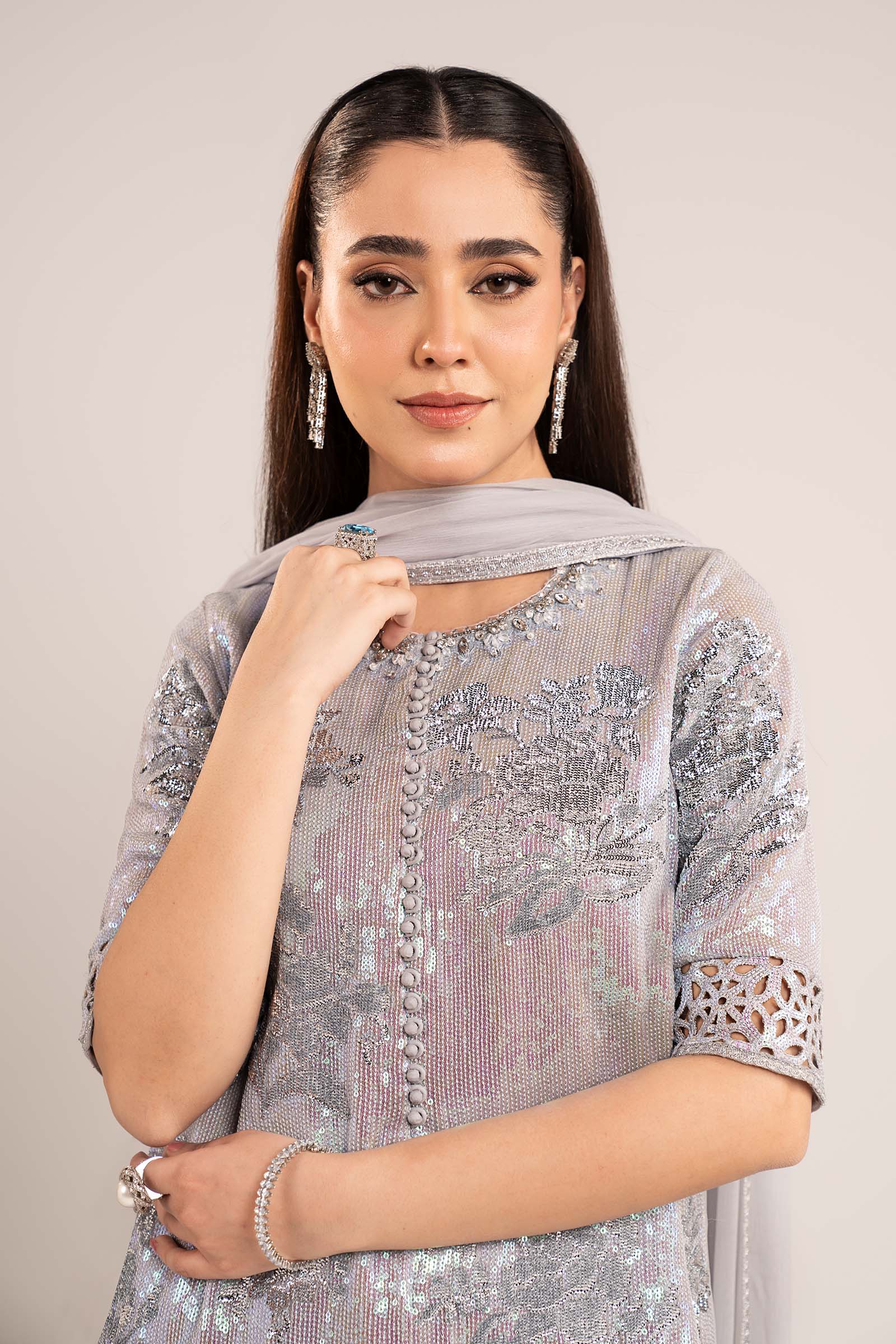 Maria B | Modern Archives | 3 Piece Embroidered Chiffon Suit