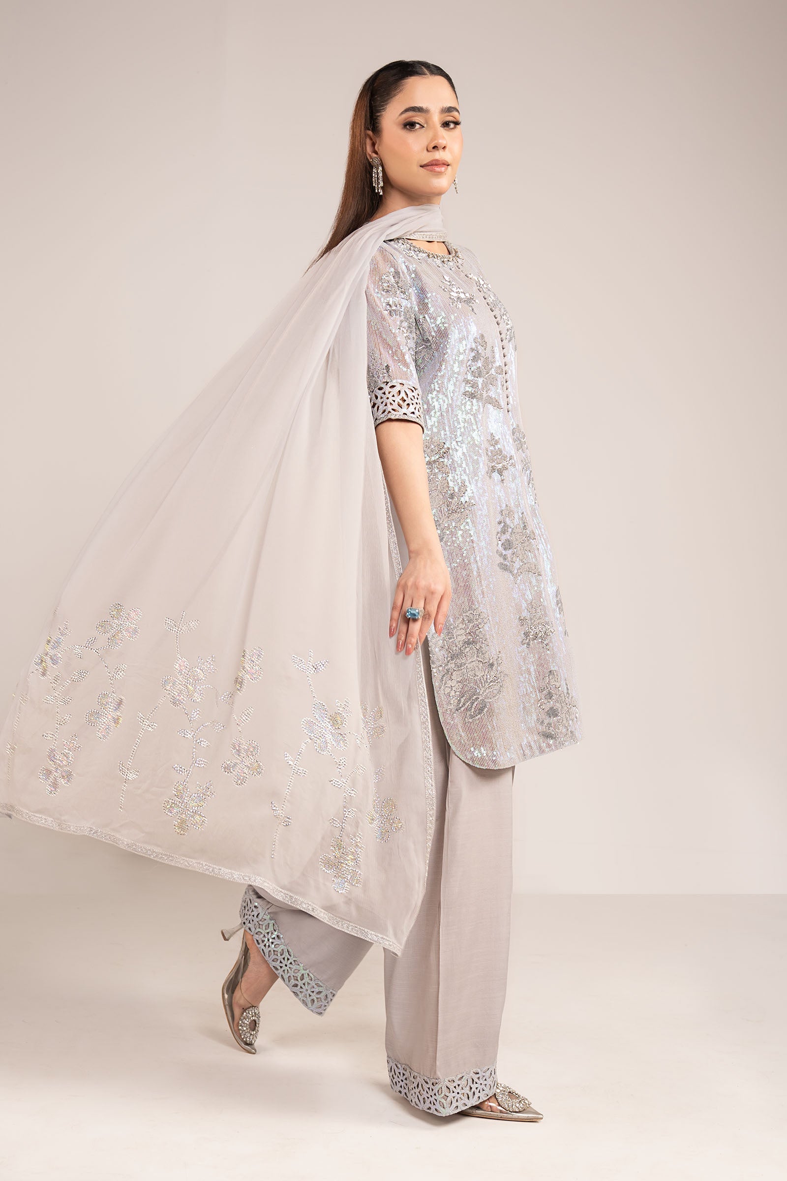Maria B | Modern Archives | 3 Piece Embroidered Chiffon Suit