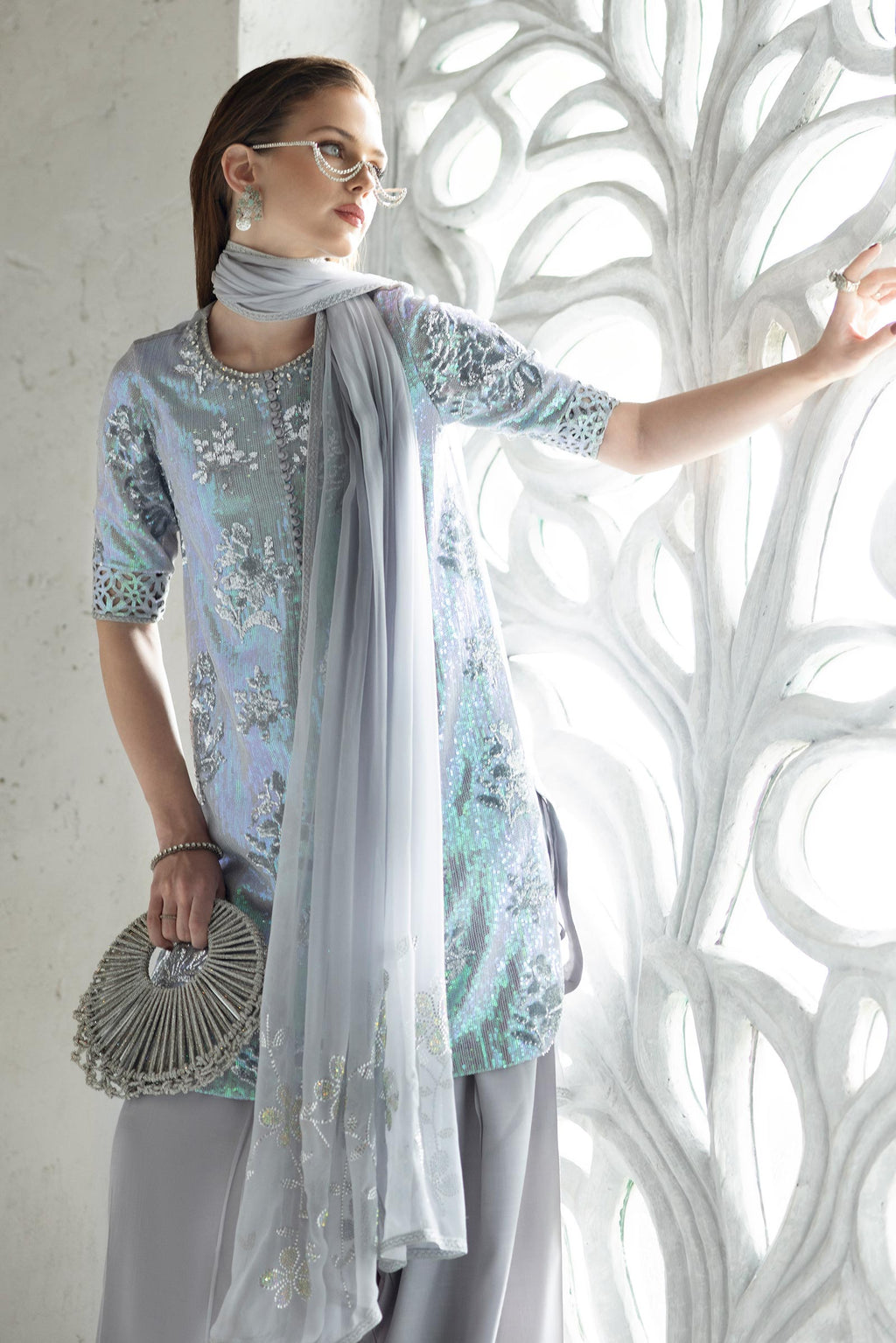 Maria B | Modern Archives | 3 Piece Embroidered Chiffon Suit