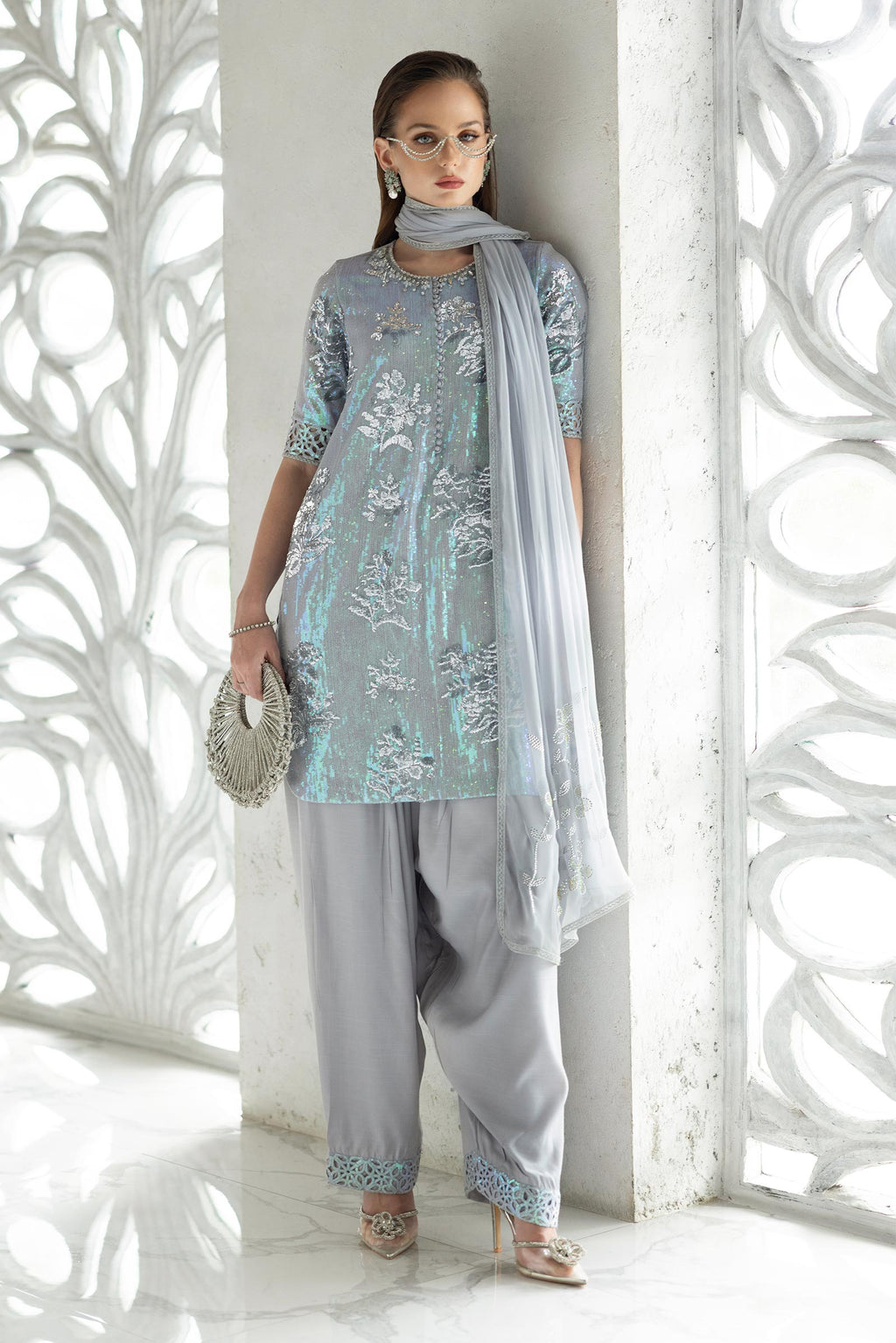 Maria B | Modern Archives | 3 Piece Embroidered Chiffon Suit