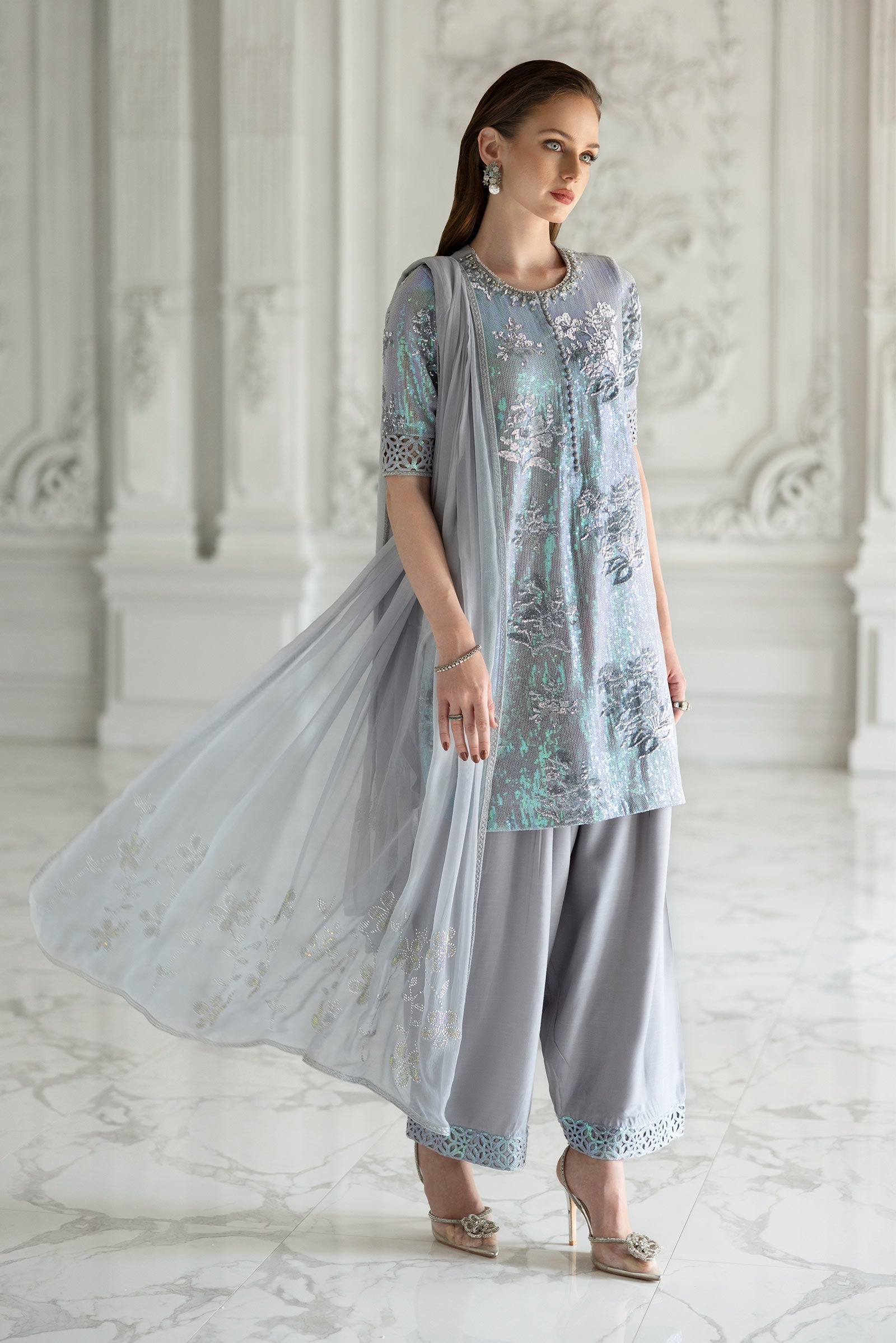 Maria B | Modern Archives | 3 Piece Embroidered Chiffon Suit