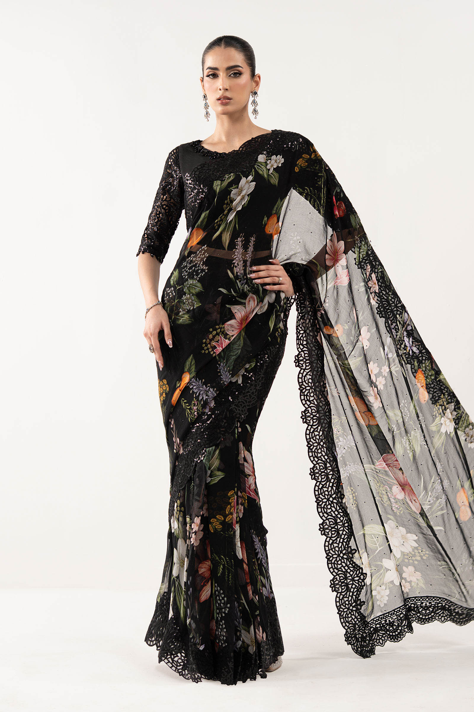 Maria B | Eid Collection 26 | Embroidered Chiffon Saree