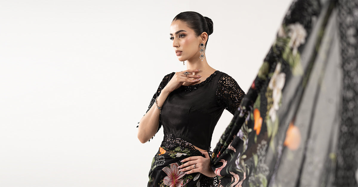 Maria B | Eid Collection 26 | Embroidered Chiffon Saree