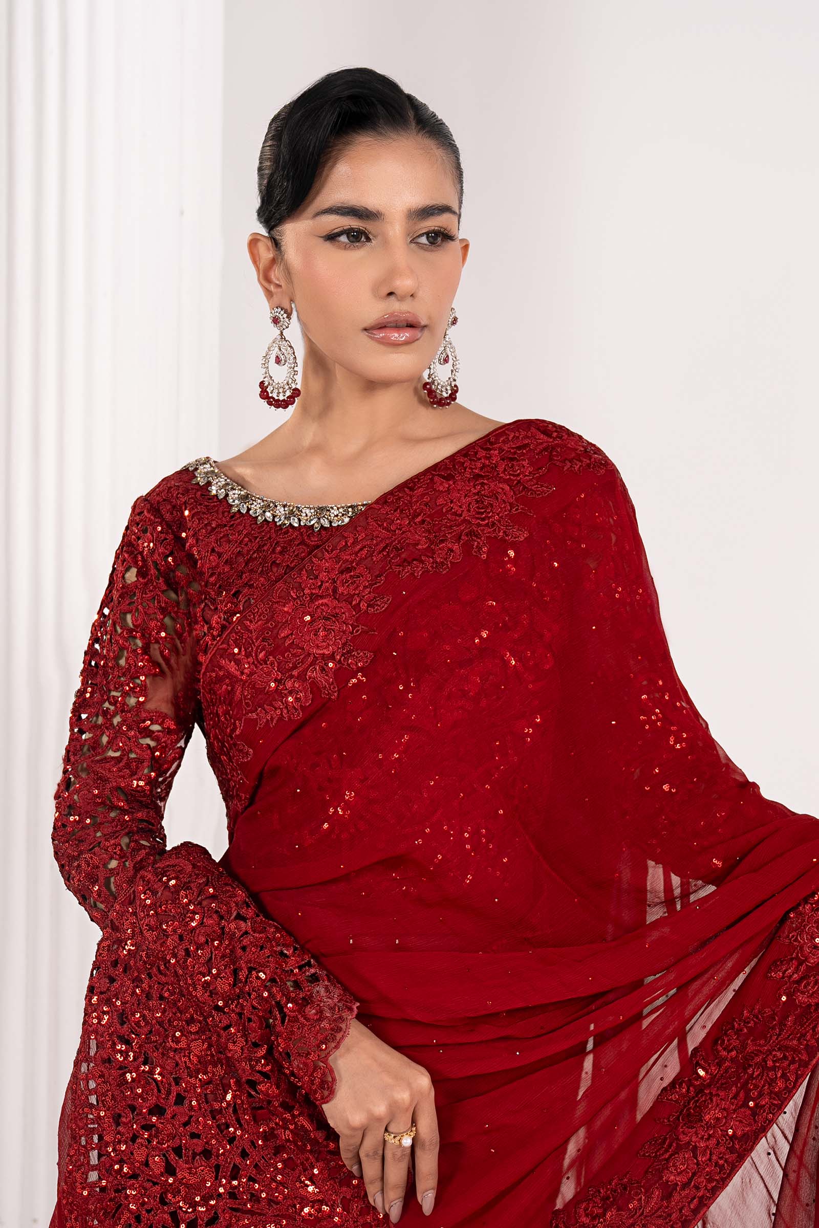 Maria B | Eid Collection 26 | Embroidered Chiffon Saree