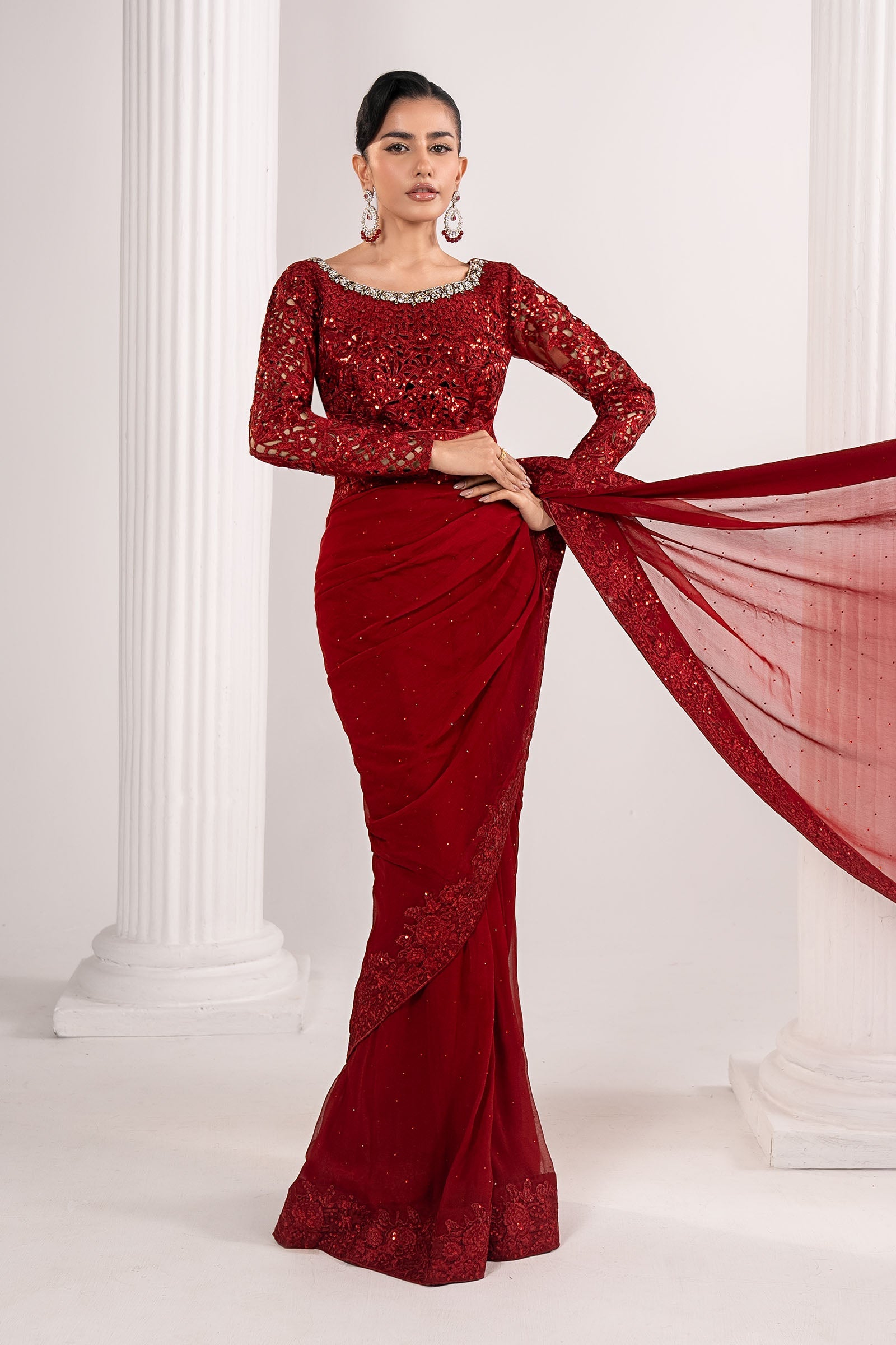 Maria B | Eid Collection 26 | Embroidered Chiffon Saree