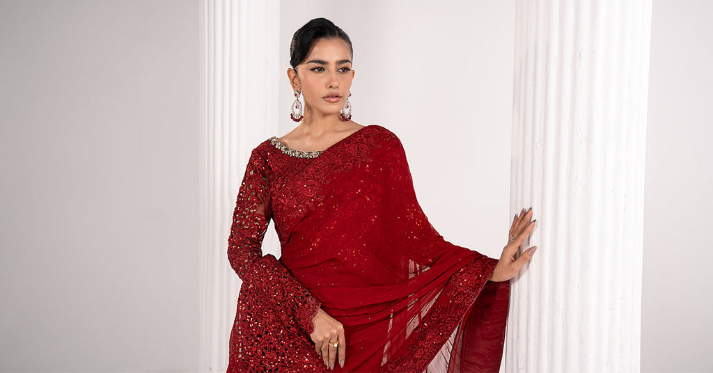 Maria B | Eid Collection 26 | Embroidered Chiffon Saree
