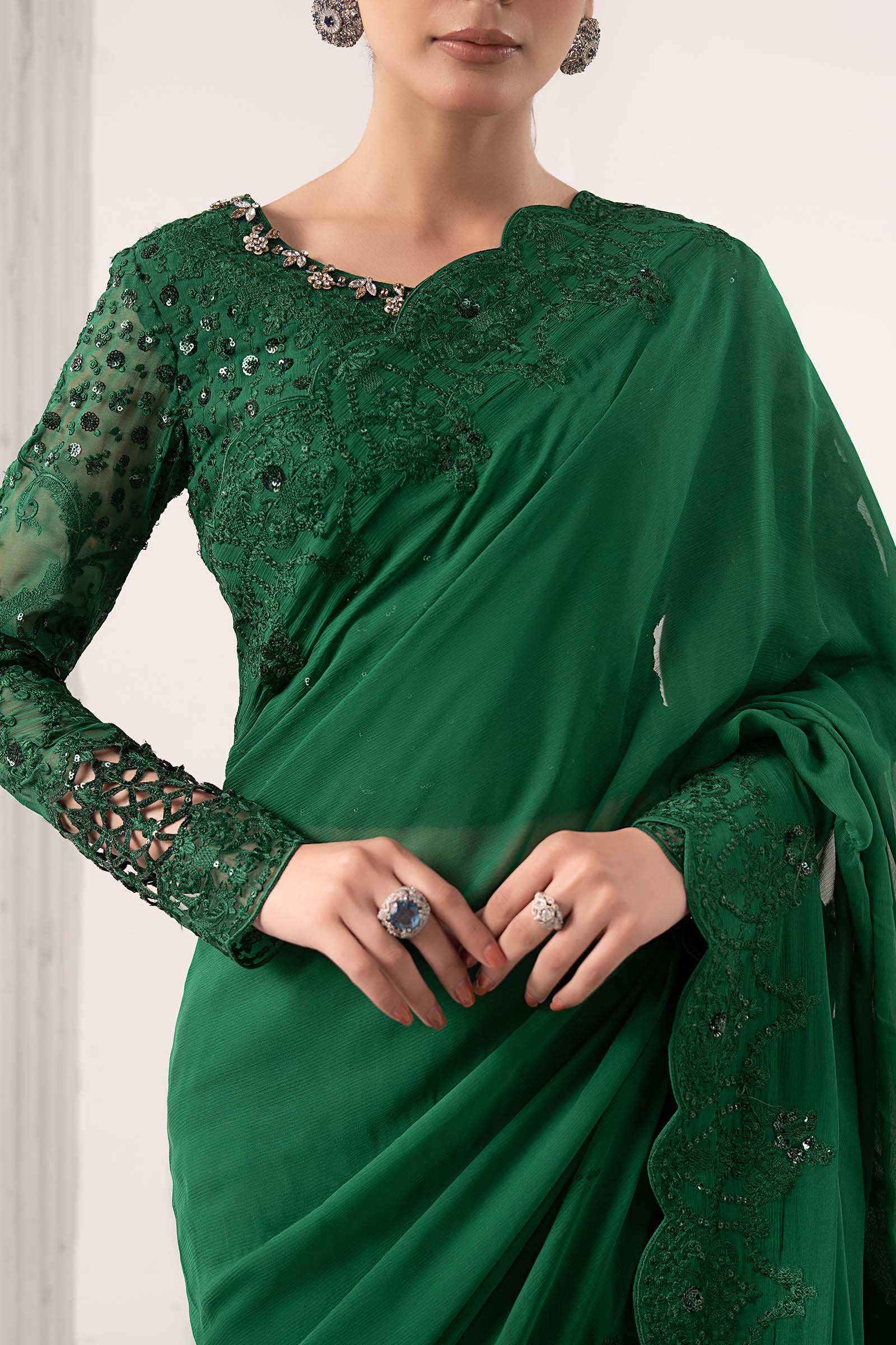 Maria B | Eid Collection 26 | Embroidered Chiffon Saree