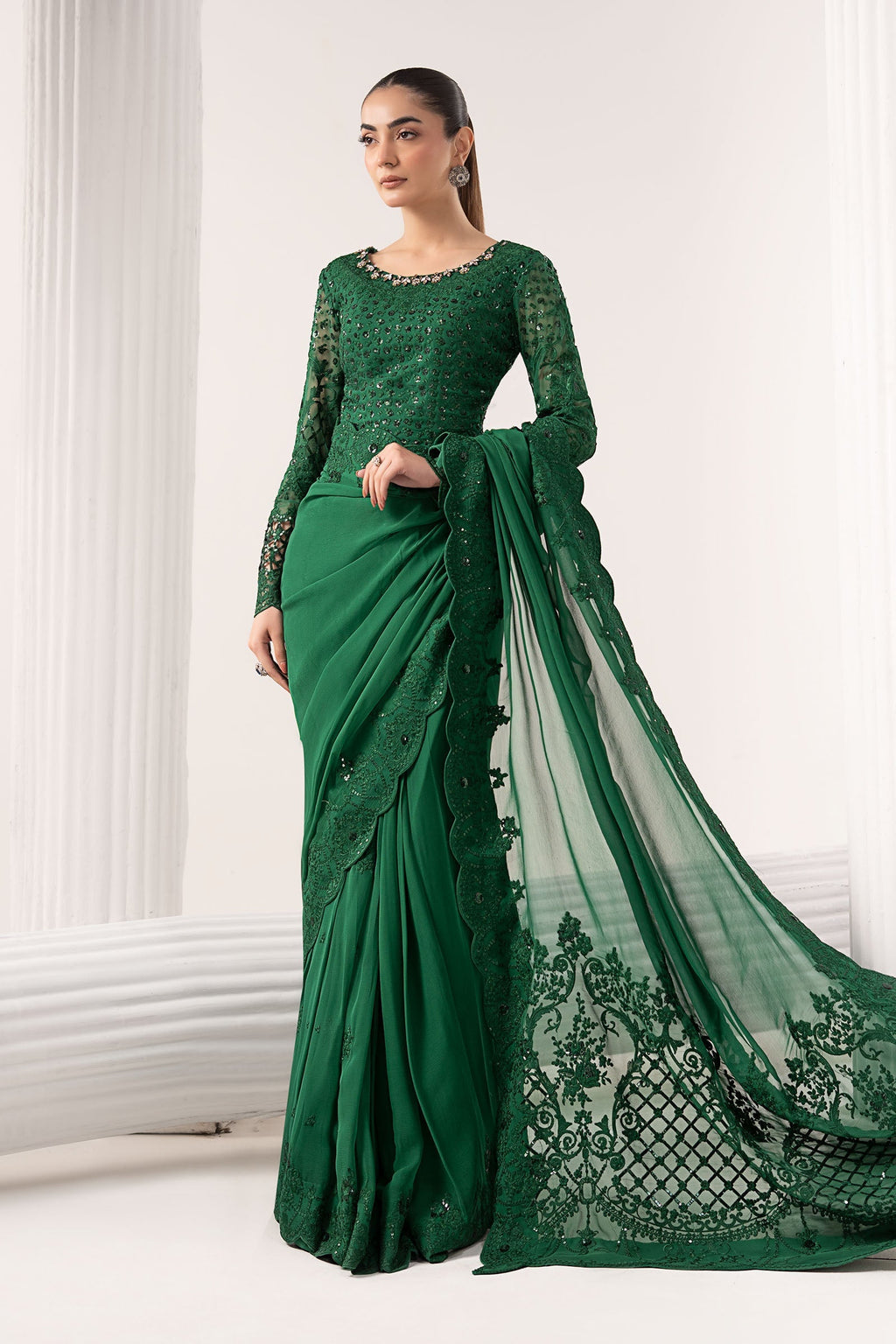 Maria B | Eid Collection 26 | Embroidered Chiffon Saree