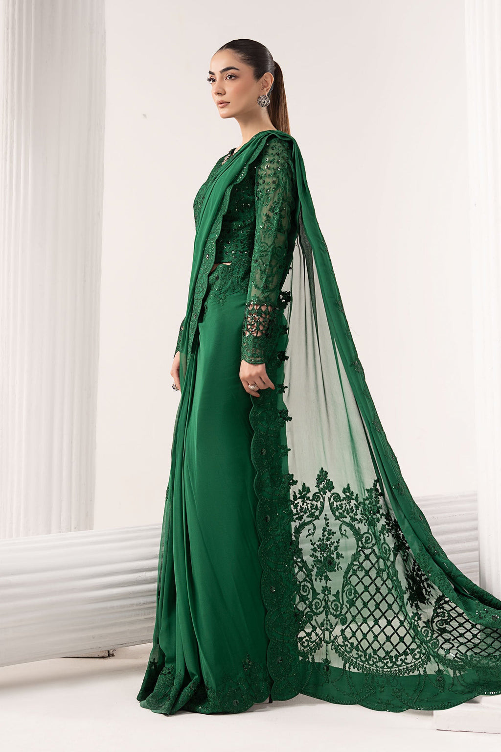 Maria B | Eid Collection 26 | Embroidered Chiffon Saree