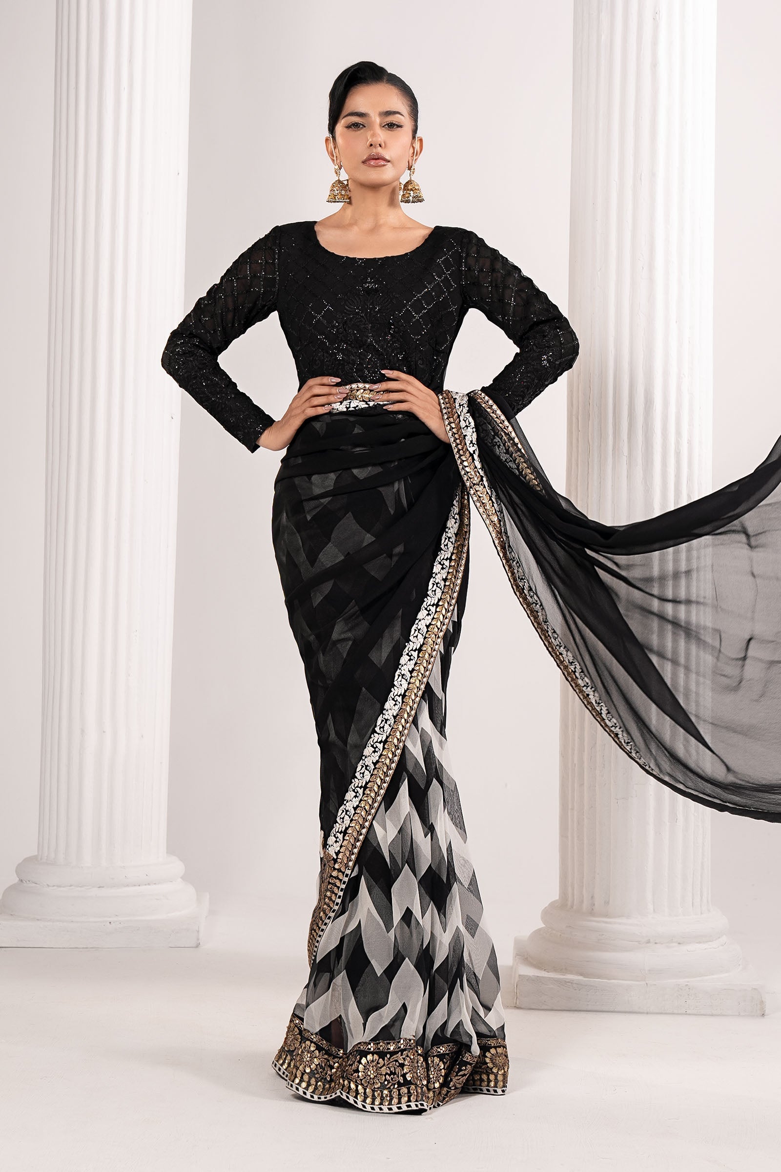 Maria B | Eid Collection 26 | Embroidered Chiffon Saree