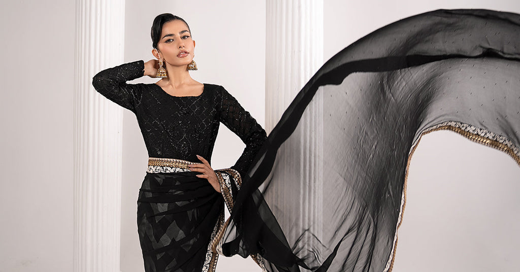 Maria B | Eid Collection 26 | Embroidered Chiffon Saree