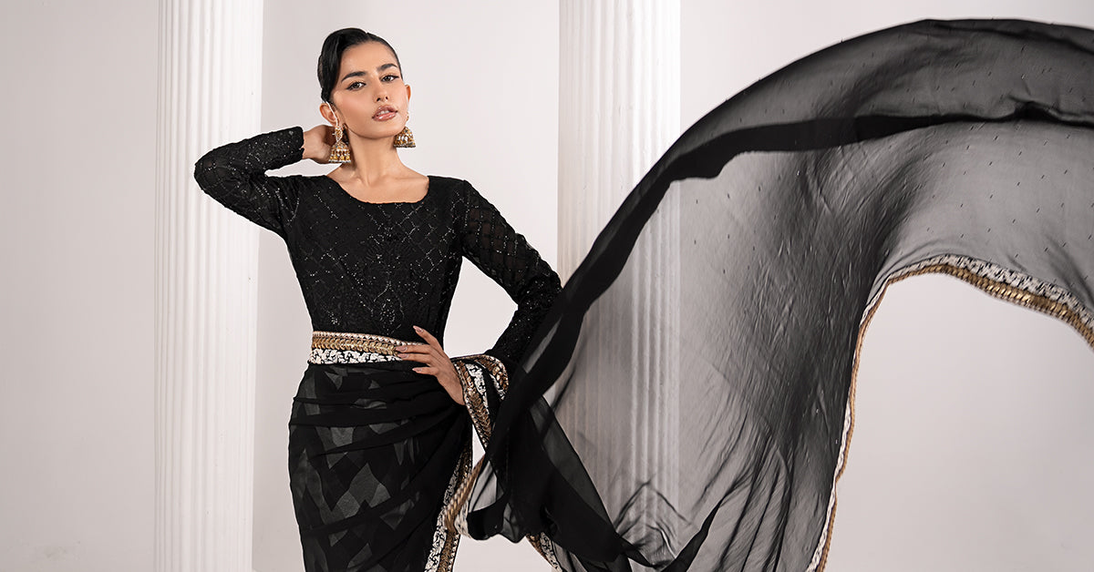 Maria B | Eid Collection 26 | Embroidered Chiffon Saree