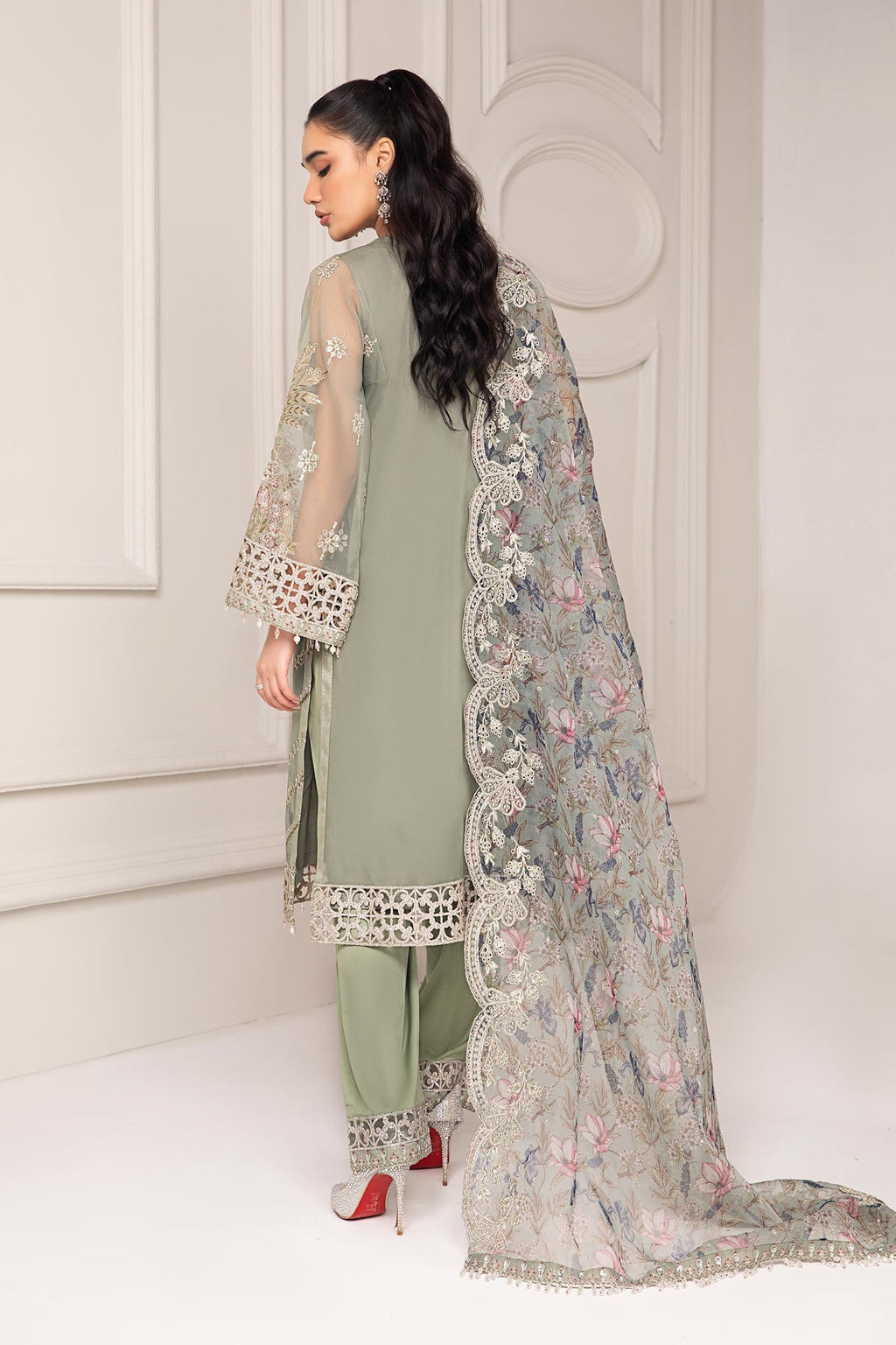 Maria B | Pre Fall Dresses | 3 Piece Embroidered Organza Suit TT