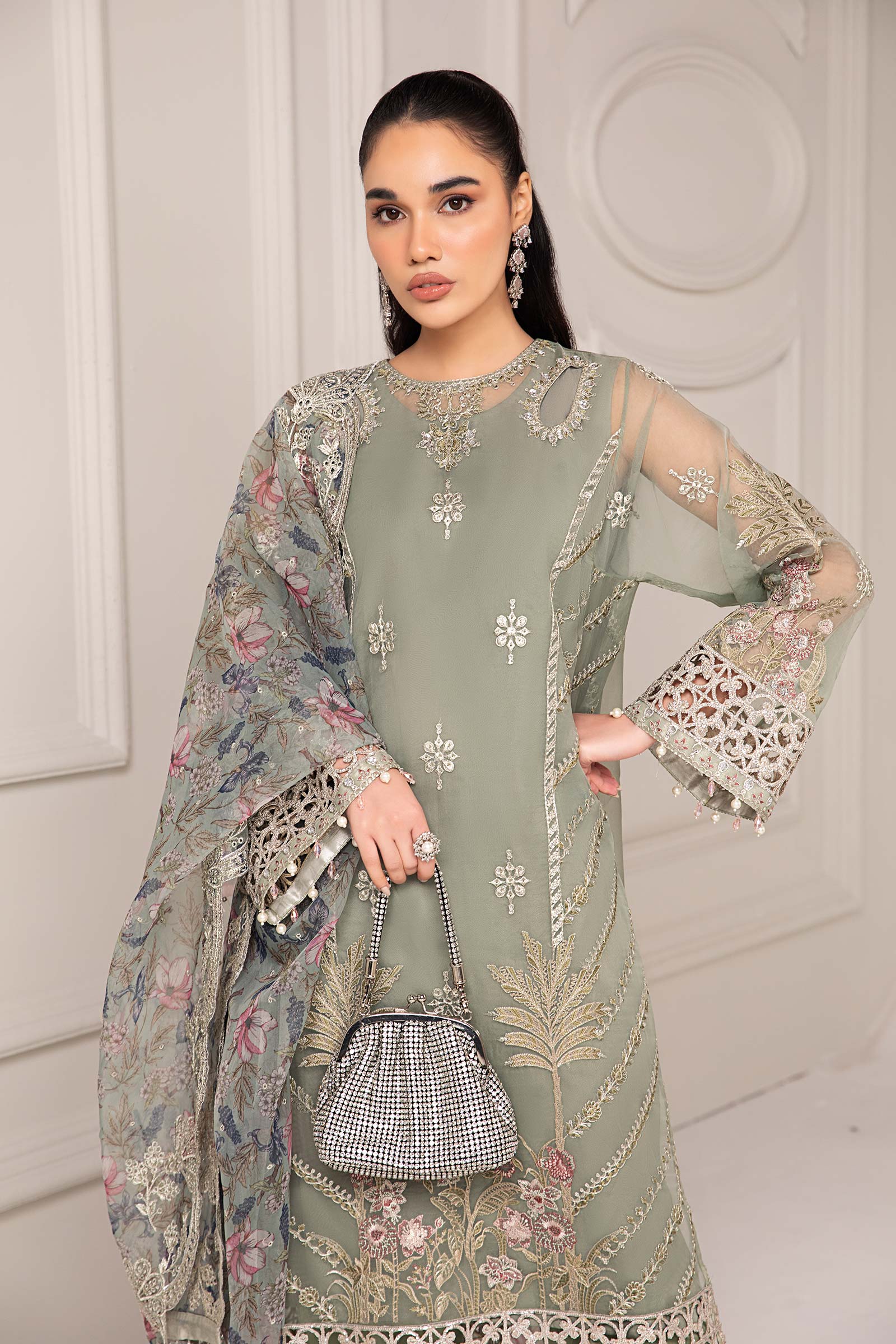 Maria B | Pre Fall Dresses | 3 Piece Embroidered Organza Suit TT