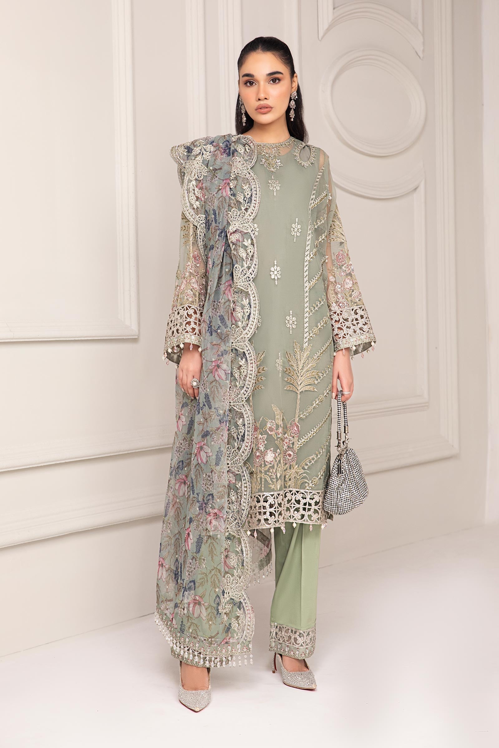 Maria B | Pre Fall Dresses | 3 Piece Embroidered Organza Suit TT
