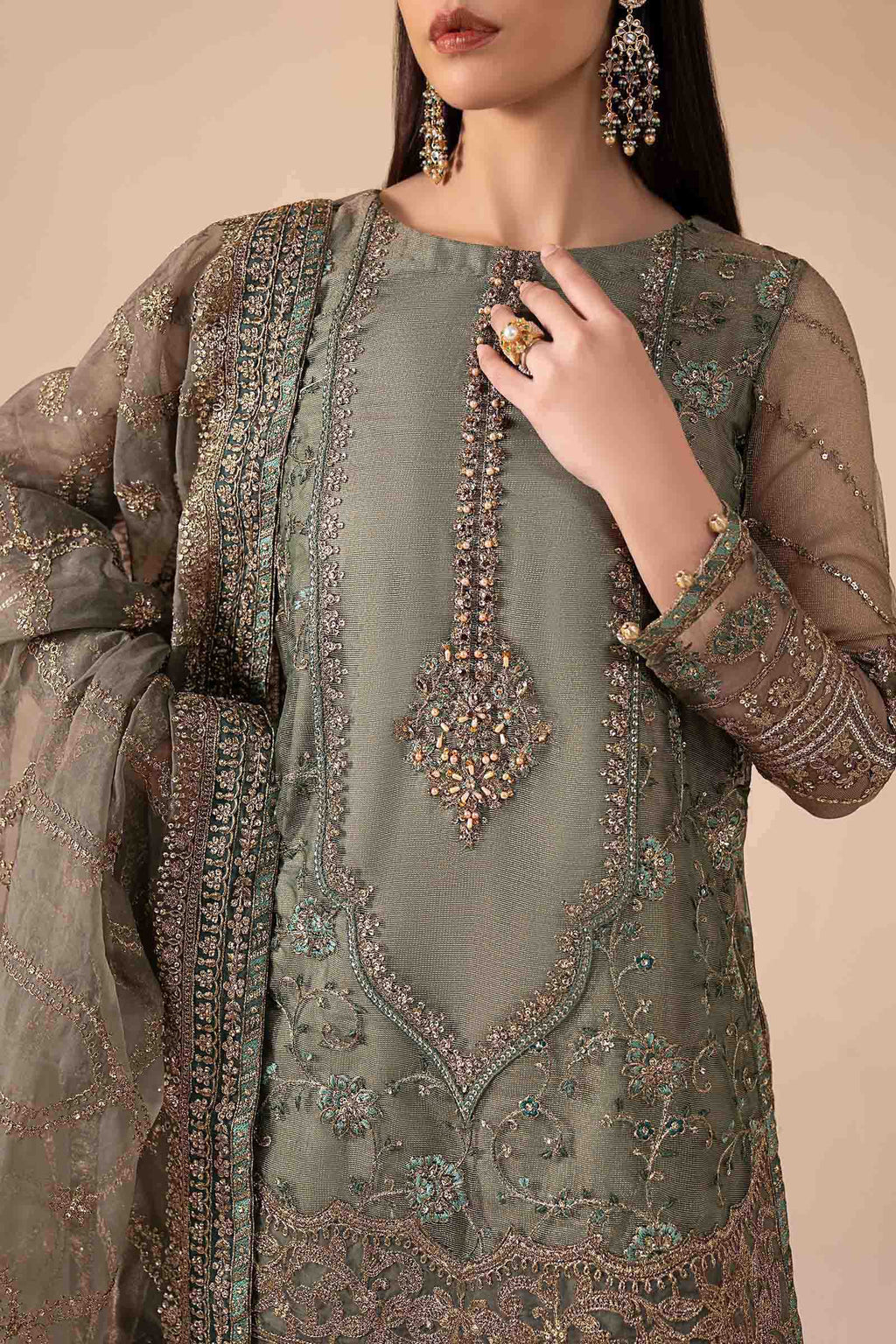 Maria B | Eid Collection 26 | 3 Piece Embroidered Zari Net Suit