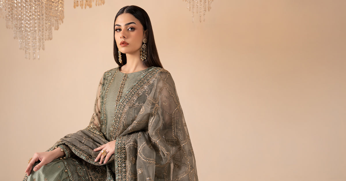 Maria B | Eid Collection 26 | 3 Piece Embroidered Zari Net Suit