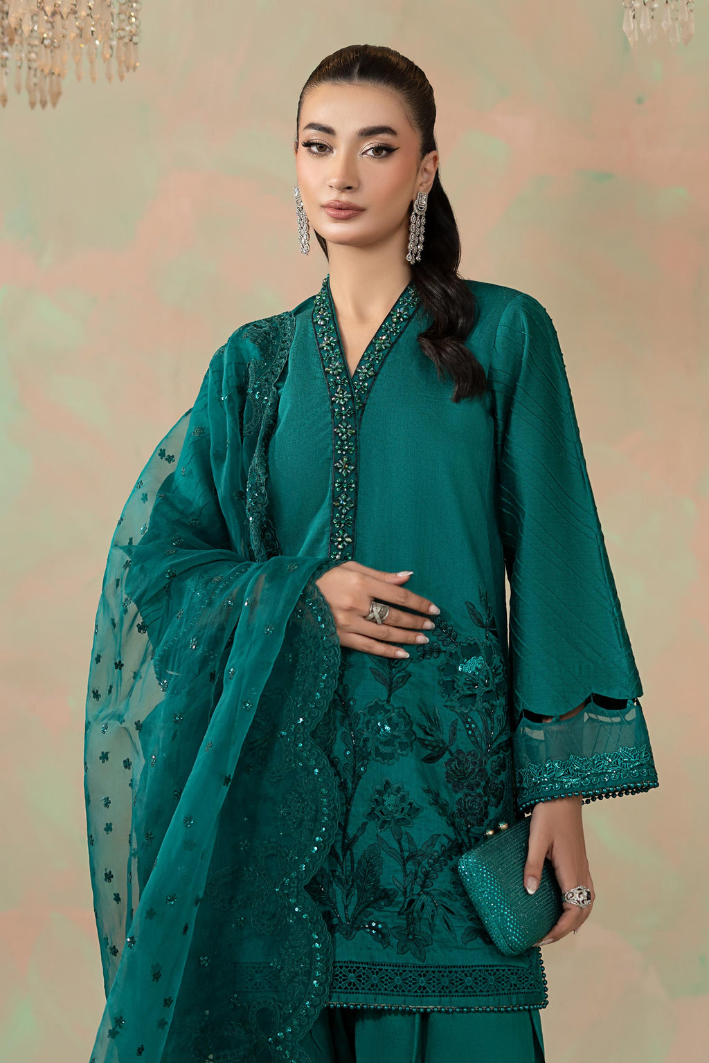 Maria B | Eid Collection 26 | 3 Piece Embroidered Silk Net Suit