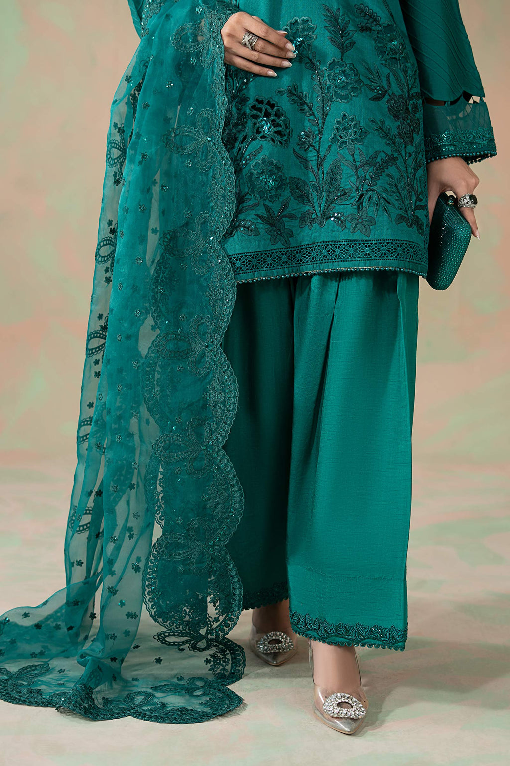 Maria B | Eid Collection 26 | 3 Piece Embroidered Silk Net Suit