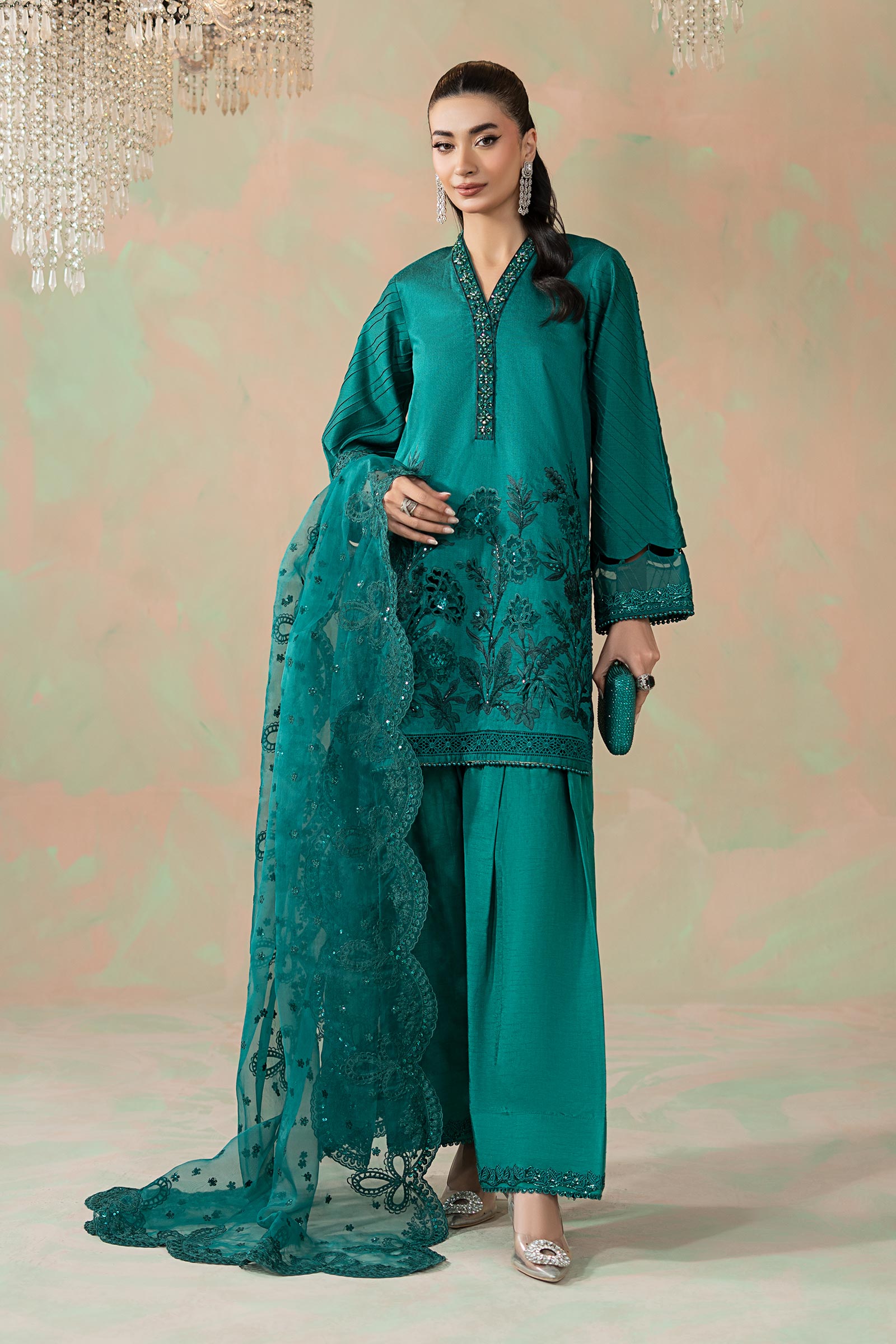 Maria B | Eid Collection 26 | 3 Piece Embroidered Silk Net Suit