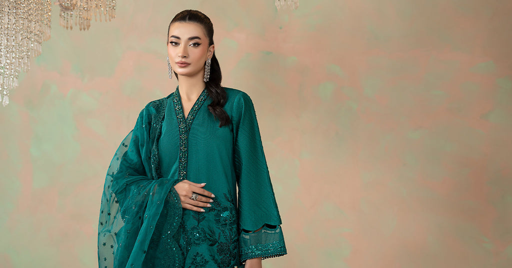 Maria B | Eid Collection 26 | 3 Piece Embroidered Silk Net Suit