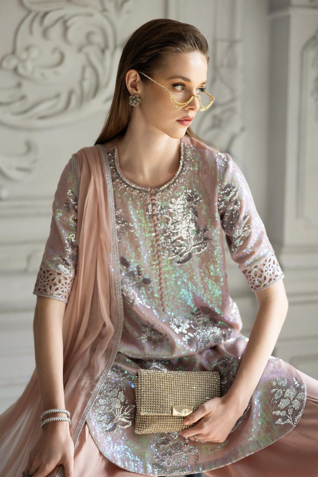 Maria B | Modern Archives | 3 Piece Embroidered Chiffon Suit