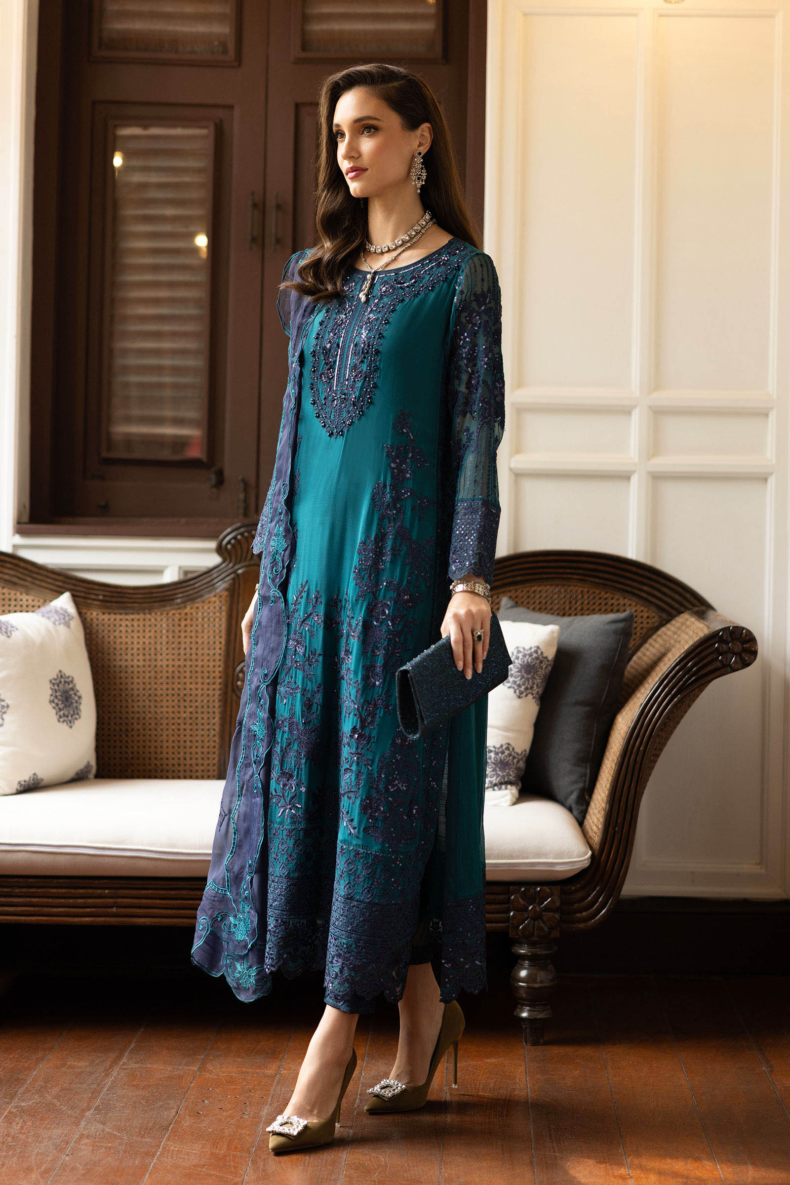 Maria B | Eid Collection Formals 26 | 3 Piece Embroidered Chiffon Suit