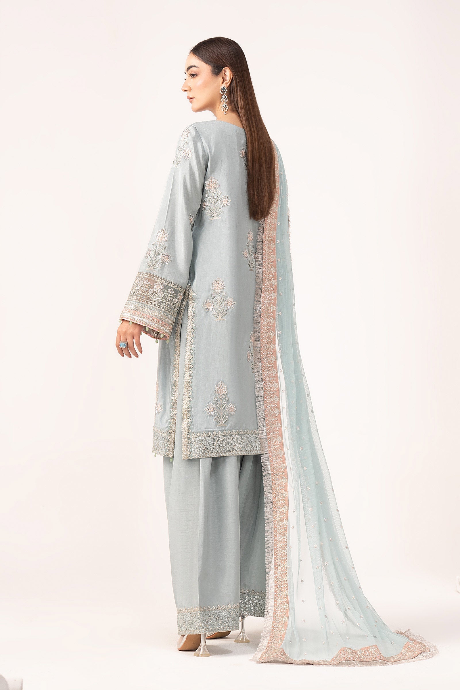 Maria B | Eid Collection Formals 26 | 3 Piece Embroidered Raw Silk Suit