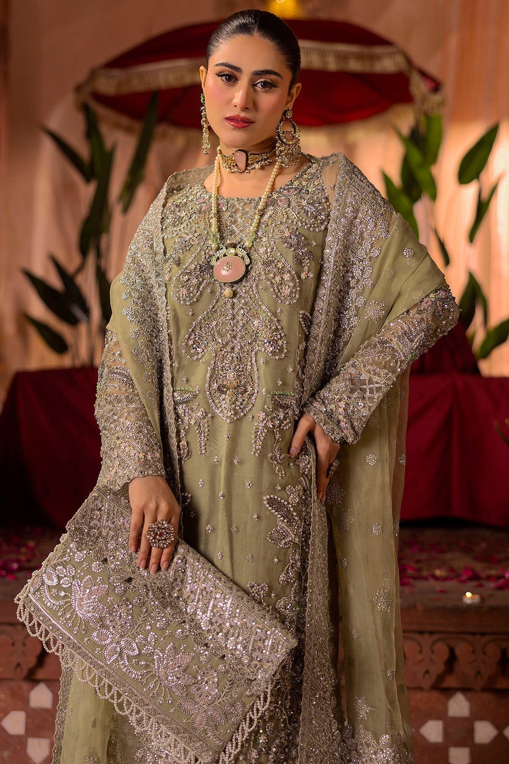 Motifz | Bridal Couture | 0016-MEERAZ EMBROIDERED ORGANZA STITCHED