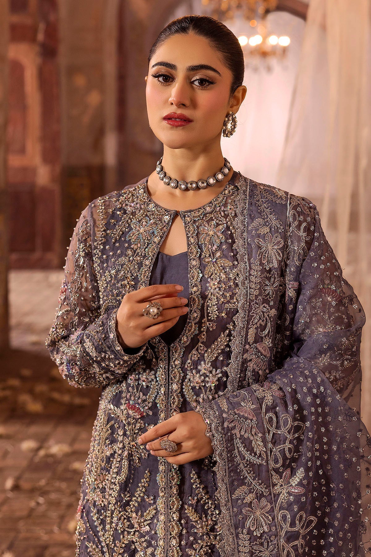 Motifz | Bridal Couture | 0018-ZURIAH EMBROIDERED ORGANZA STITCHED