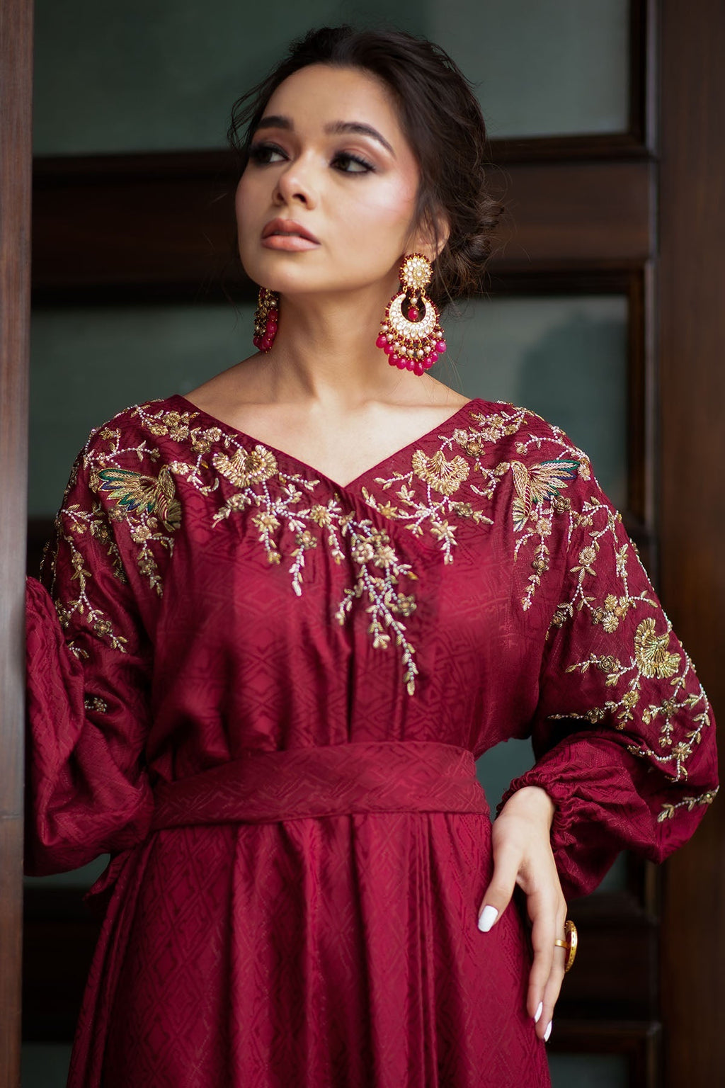 Motifz | Couture Kaftan | 0046-RED-LUSTER