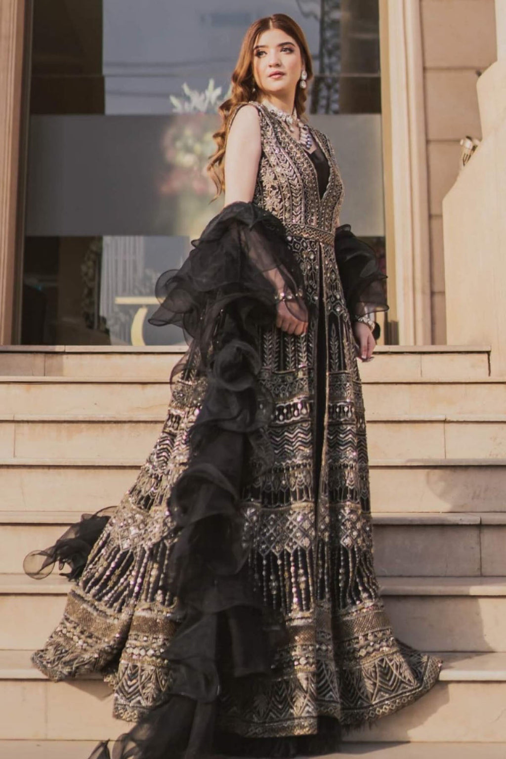 Motifz | Couture Wedding Wear | 0088-SURREAL HAND EMBELLISHED RAW SILK STITCHED