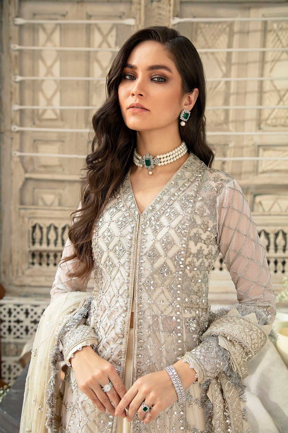 Motifz | Couture Wedding Wear | 0097-SERENE HAND EMBELLISHED SILK NET STITCHED